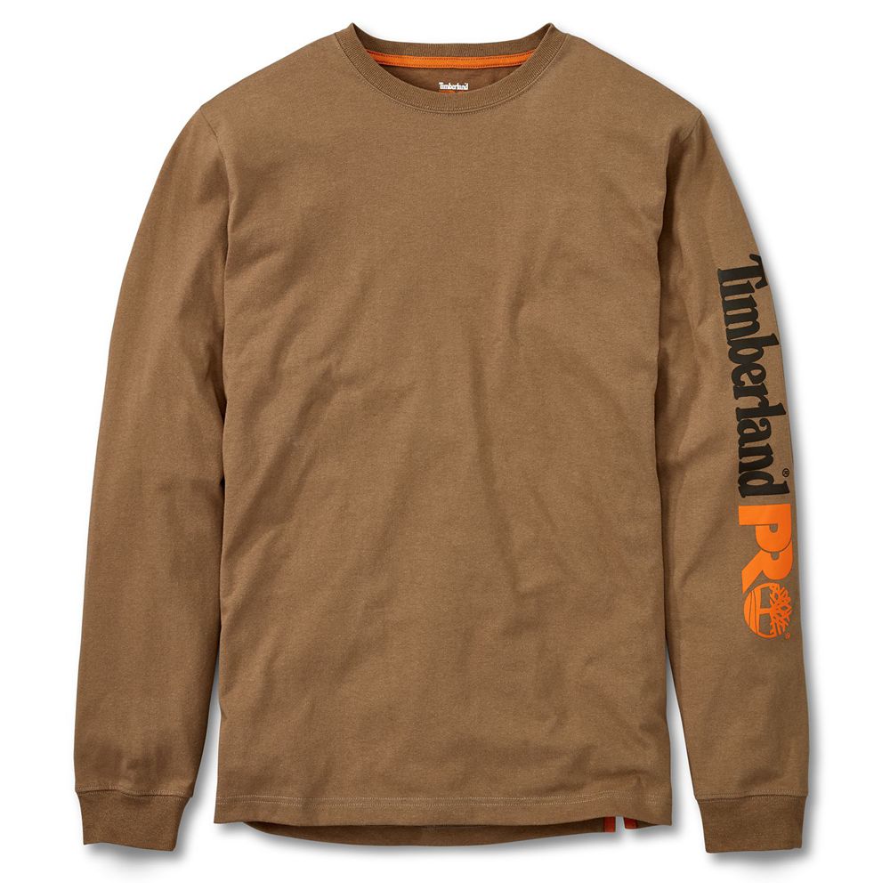 Camisetas Masculino - Timberland Pro® Logo Sleeve Base Plate Wicking - PZENX9014 - Marrom